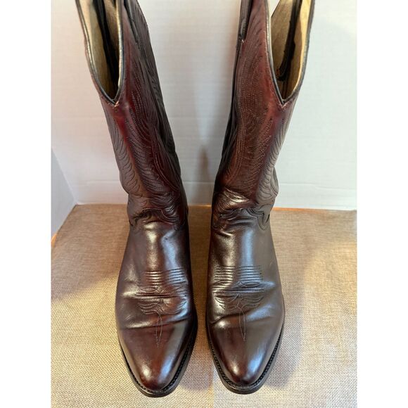 Abilene Men’s 9.5 EE Brown Lthr Cowboy Boots USA Made Western Stitch Ranch Rodeo - Picture 1 of 10
